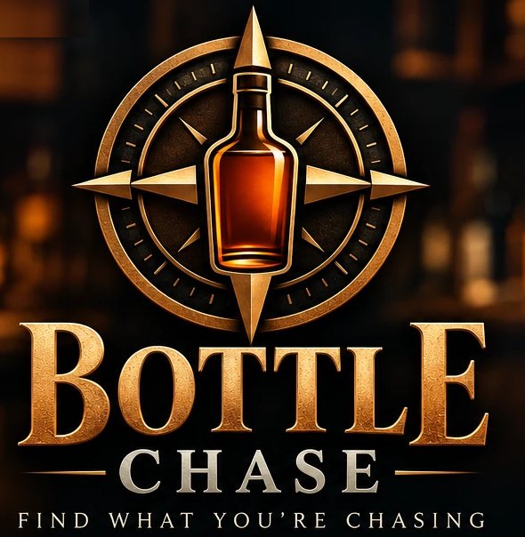 Bottle Chase logo: a whiskey bottle on a gold compass, with the words Bottle Chase, Find what you&rsquo;re chasing